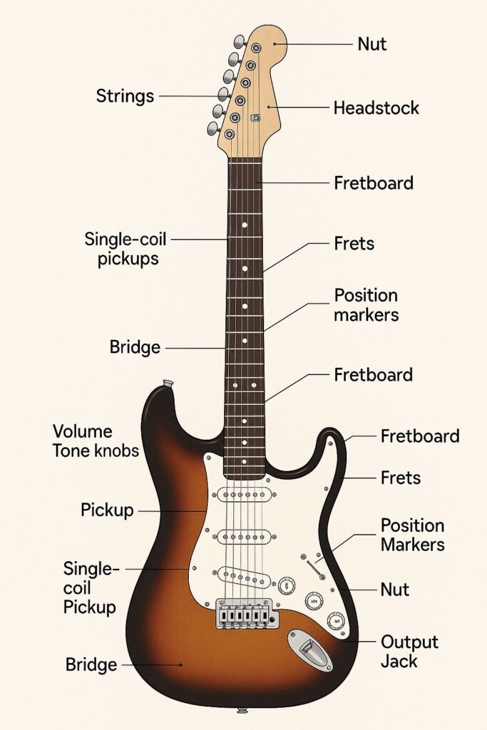 Gitarre-Einzelteile.